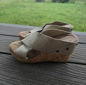 Metalik Wedge Sandals with Cork Sole